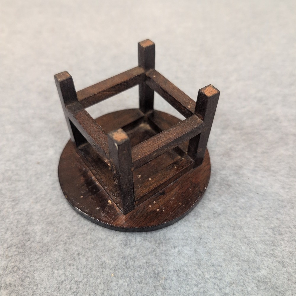 Miniature Dark Wood Round Table Dollhouse Furniture Accessory Decor - Picture 4 of 6